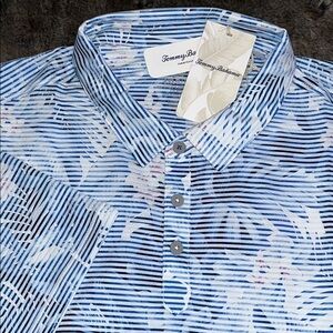 Tommy Bahama Men's Costa Waves Polo Blue Striped 2XLB Shirt NWT $128